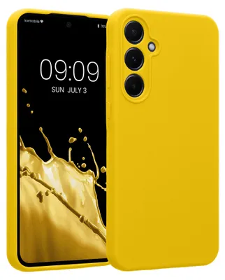Produktbild von kwmobile Silikon Case für Samsung Galaxy A55 5G Hülle - Soft gummierte Handyhülle, Schutzhülle Cover in Strahlend Gelb