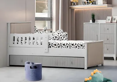 Produktbild von Praktisches Kinderbett Grau Farbe für süße Schlummerstunden
