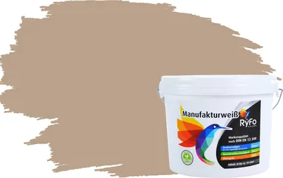 Produktbild von RyFo Colors Bunte Wandfarbe Manufakturweiß Camelbraun 3l  - weitere Braun Farbtöne und Größen erhältlich, Deckkraft Klasse 1, Nassabrieb Klasse 1