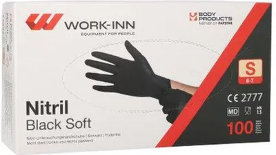 Produktbild von "WORK-INN/PS" Handschuhe, Nitril puderfrei "Black Soft" schwarz Größe S