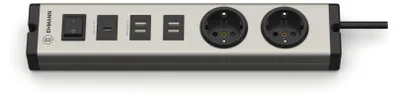 Obrázek produktu pro EHMANN 0601x0g02203301, víceúčelová zásuvková lišta, hliník, 2 zásuvky + 1x USB-C