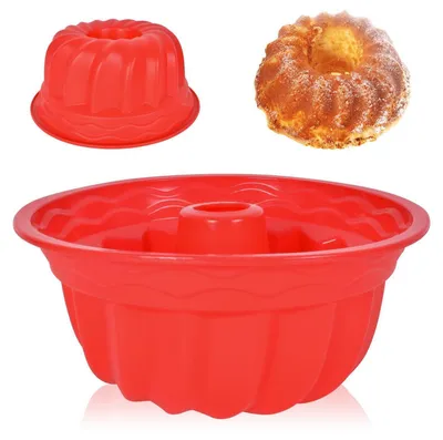 Produktbild von Silikon Gugelhupfform Ø24 cm Rot Antihaft Hitzebeständig BPA-frei