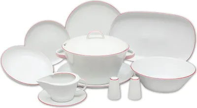Image de Thun 1794 Tom, service de table, porcelaine tchèque, ligne rouge, Thun, 25 d.