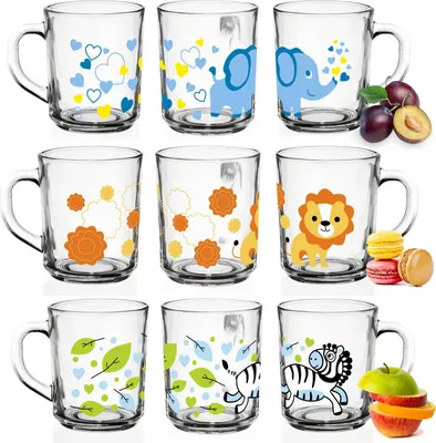 Obrázek produktu pro Sendez 6 hrnků s motivy zvířat 230ml sklenice na čaj dětské sklenice na pití sklenice na džusy