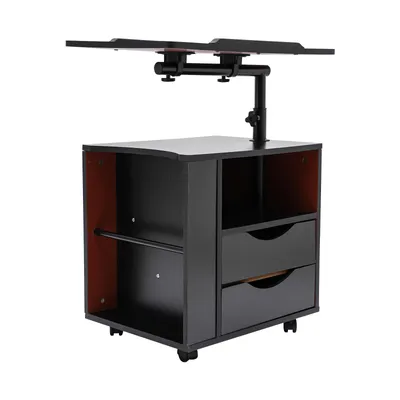Produktbild von Drehbarer Bücherregal Schwarz  3 Etagen  Nachttisch  Multifunktionales Leseregal max 20kg