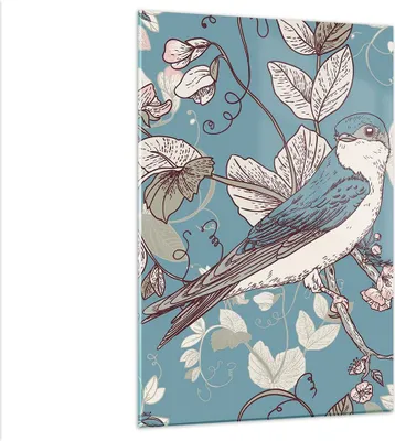 Produktbild von Bilder auf glas - Einteilig - Vogel Baum modern - 80x120cm - Glasbilder - Wandbilder - Bilder - zum Aufhängen bereit - Wanddekoration aus Glas - Glas Bilder - Wandbild auf Glas - GPA80x120-3585