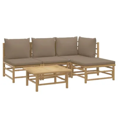 Produktbild von vidaXL 5-tlg. Garten-Lounge-Set mit Kissen Taupe Bambus