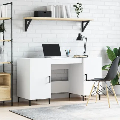 Produktbild von Büroschreibtisch in Weiß, 140 x 50 x 75 cm aus Holzwerkstoff
