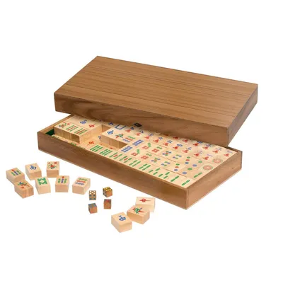 Produktbild von Mah Jongg aus Holz ohne arabische Zahlen, Brettspiel für 4 Spieler