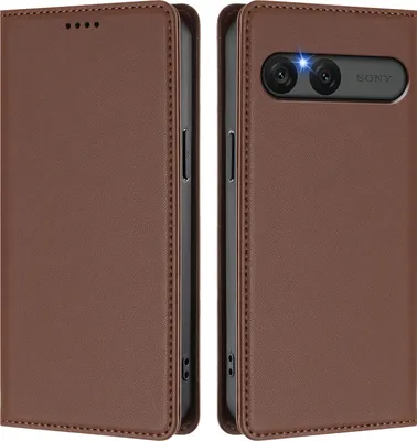 Image de Étui en cuir pour Sony Xperia 10 VII, étui à rabat magnétique en cuirPolyuréthaneavec support, marron