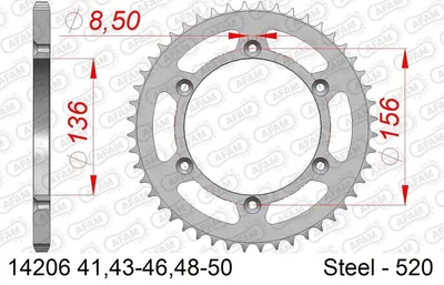 Produktbild von AFAM Kettenrad 14206-49 Hinten Stahl
