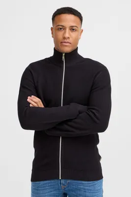 Produktbild von Blend BHGomaz Herren Strickjacke Cardigan mit Stehkragen Reißverschluss Rippbündchen Label-Details 100% Baumwolle Regular fit
