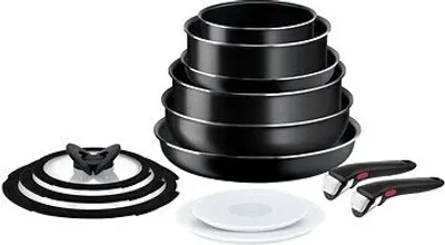 Produktbild von Tefal Ingenio L15490, Schwarz, Aluminium, Titan, Schwarz, Thermo-Punkt, Abnehmbar