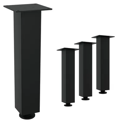 Produktbild von HAGO24 Tischbeine Set 4 Stück Möbelfuß Stahl Schwarz 8x8cm höhenverstellbar 42cm Couchtischbank DIY Tischgestell Schraubfüße I-Design