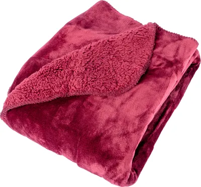 Produktbild von Flanell und Sherpa Wohndecke 150 x 200 cm bordeaux Oberseite weicher Flanell und Rückseite wärmendes Sherpa