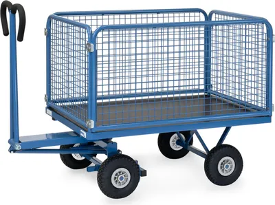 Produktbild von Fetra Handpritschenwagen mit Drahtgitterwänden und Polyurethanbereifung, 1135x795mm Ladefläche 450kg Tragkraft