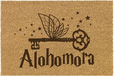 Produktbild von Kokos-Fußmatte „ALOHOMORA“ mit Schlossmotiv – 40x60 cm – Für den Innenbereich