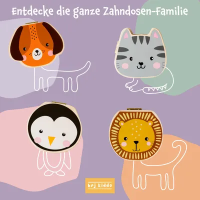 Produktbild von Kinder Zahnbox mit Tiermotiven Zahndose für Milchzähne Zahnfee, Zahnbox Motive:Löwe
