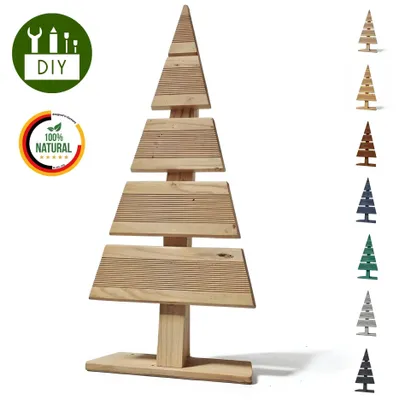 Immagine prodotto di Floranica Albero di Natale DIY in legno 60x27cm Non Trattato Decorazione natalizia per interni ed esterni albero in legno di larice da personalizzare