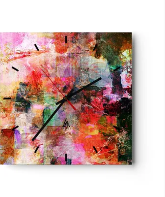 Produktbild von Wanduhr - Quadrat - Glasuhr - Abstraktion modern - 30x30cm - Schleichendes Uhrwerk - Lautlos - zum Aufhängen bereit - Dekoration Modern - Wanddekoration aus Glas - C3AC30x30-3545