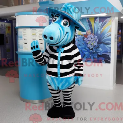 Produktbild von Blaues REDBROKOLY Zebra-Maskottchenkostüm mit Wickelrock und Hutnadeln