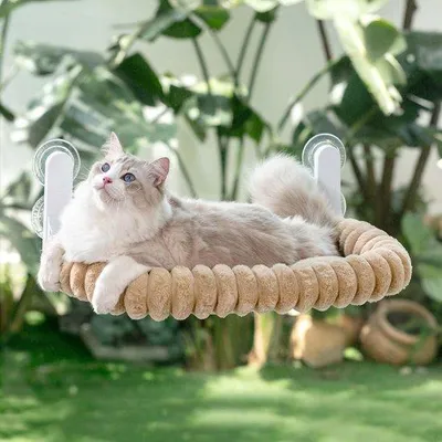 Produktbild von Kattenzuignappenhängemat für Fensterbank mit umschwenkbarem Überzug und stabilen Klammern