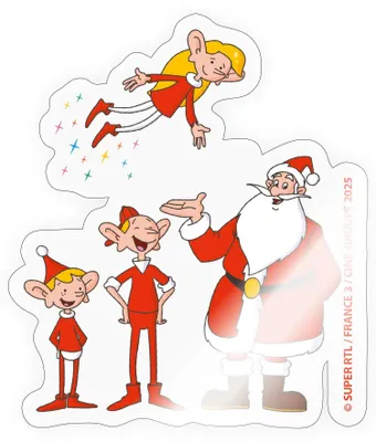 Produktbild von Spreadshirt Weihnachtsmann & Co. KG Weihnachtsmann Mit Elfen Sticker Aufkleber, 10 x 10 cm, Transparent glänzend