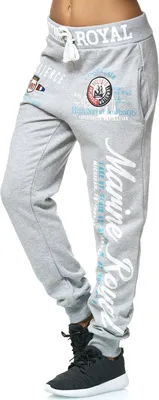 Produktbild von Damen Jogginghose | 100 % Baumwolle | Marine 512  Grau/Weiß XXL