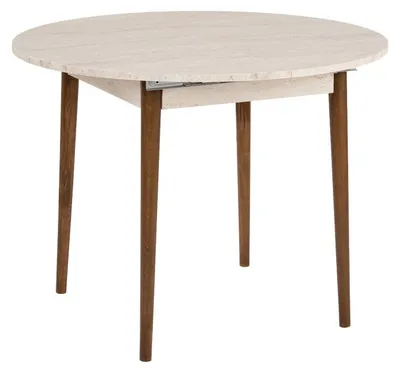 Image de Table à manger extensible en bois MDF mélaminé travertin et noyer 100 à 131 x 100 x 75 cm