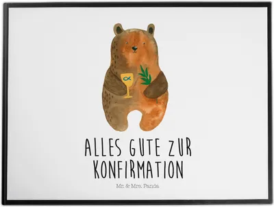 Produktbild von Mr. & Mrs. Panda bastelmatte Bär Konfirmation - Weiß - Geschenk, Teddy, Kirche, schreibtischauflagen, Evangelisch, Schreibunterlage, malunterlagen, Tischunterlage