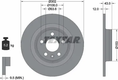 Produktbild von 2x TEXTAR Bremsscheibe 92295105 für VOLVO XC60 II (246) V90 II Kombi (235 236)