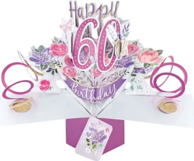 Produktbild von Grußkarte PopUp "Happy 60th Birthday" Blumen