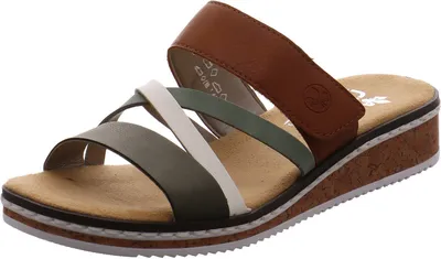 Image de Rieker Pantolette femme vert/blanc/marron