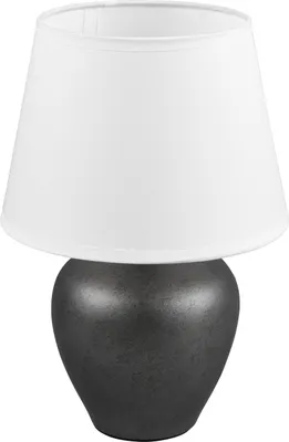 Produktbild von Tischlampe - Nickelfarben matt - Weiß - Keramik - H 26 cm - E14