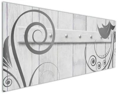 Produktbild von Wallario Küchenrückwand aus Glas, Größe: 125 x 50 cm, Motiv: Graue Holztür mit Schnörkelmuster | Spritzschutz | abwischbar | pflegeleicht | in