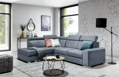 Produktbild von Ecksofa Schlafsofa NOLAN inkl. USB in Stoff Element Grau Ottomane Links