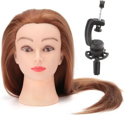 Imagen del producto de Peluca de entrenamiento para peluqueros - Cabeza de entrenamiento - Cabello real - Modelo de cabello - Cabeza de entrenamiento para peluquería