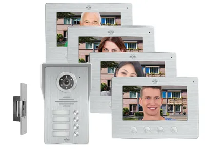 Produktbild von IP Türsprechanlage mit Kamera und Türöffner, Video Türklingel für 4 Familienhaus