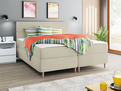 Obrázok produktu pre Hotelová posteľ s úložným priestorom 160x200 KALIX - béžová + topper ZDARMA