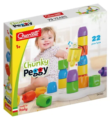 Zdjęcie produktu dla Quercetti Chunky Peggy – zestaw motoryczny dla dzieci od 1 roku życia, Montessori, układanka edukacyjna