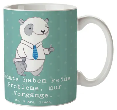 Produktbild von Mr. & Mrs. Panda Tasse mit Spruch Beamter ohne Probleme - Meeresbrise - Geschenk, Hingabe, Bedruckte, Gesundheit, Keramiktasse, Berufspassion, Teetasse, humorvoll, Beruf