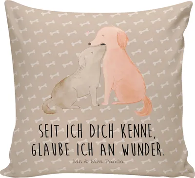 Produktbild von Mr. & Mrs. Panda kissen für sofa Hunde Liebe - Hundeglück - Geschenk, Deko, Sprüche, Herz, 40x40, Zierkissen, Kuscheln, kuschelkissen, Hund, Wunder, Optimitisch, Polster