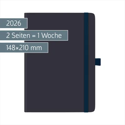 Produktbild von BRUNNEN Buchkalender Kompagnon Mod. 791 66 '26 | A5, Kunststoff, dunkelblau