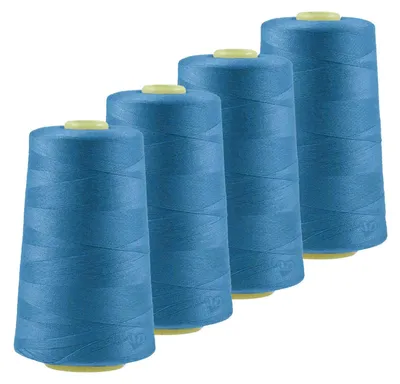 Produktbild von 4 x 4572m Qualitäts Overlock-Garn Overlock-Nähgarn Farbe 781 - 820, Farbe:A791 kornblumenblau