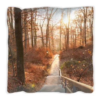 Produktbild von Wallario Premium Kissen, weiche Oberfläche, mit Motiv Weg in den Sonnenuntergang, Größe: 30 x 30 cm, mit weißer Rückseite