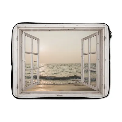 Produktbild von MuchoWow® Laptop Hülle 17 Zoll Laptoptasche Aussicht - Strand - Meer - Zipper - Schutzabdeckung