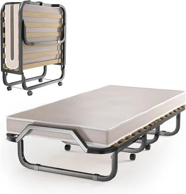 Productafbeelding van Opklapbed - Gastenbed - Extra Slaapplaats - Met Geheugenschuim Matras - 200 x 90 cm - Beige
