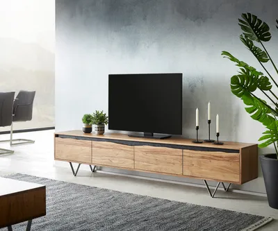 Produktbild von DELIFE Lowboard Stonegrace 220x35 cm Akazie Natur 4 Türen Baumkante