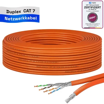 Produktbild von hb-digital Netzwerkkabel CAT 7 Duplex 15m max. 1000 MHz S/FTP LSZH AWG23 orange