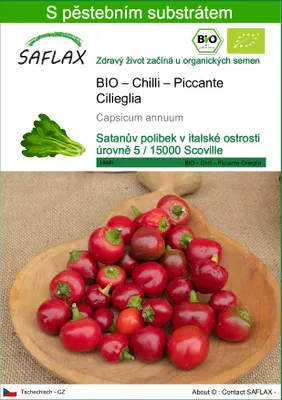Obrázek produktu pro SAFLAX - BIO – Chilli – Piccante Cilieglia - Capsicum annuum - 10 Semena - S pěstebním substrátem bez klíčků